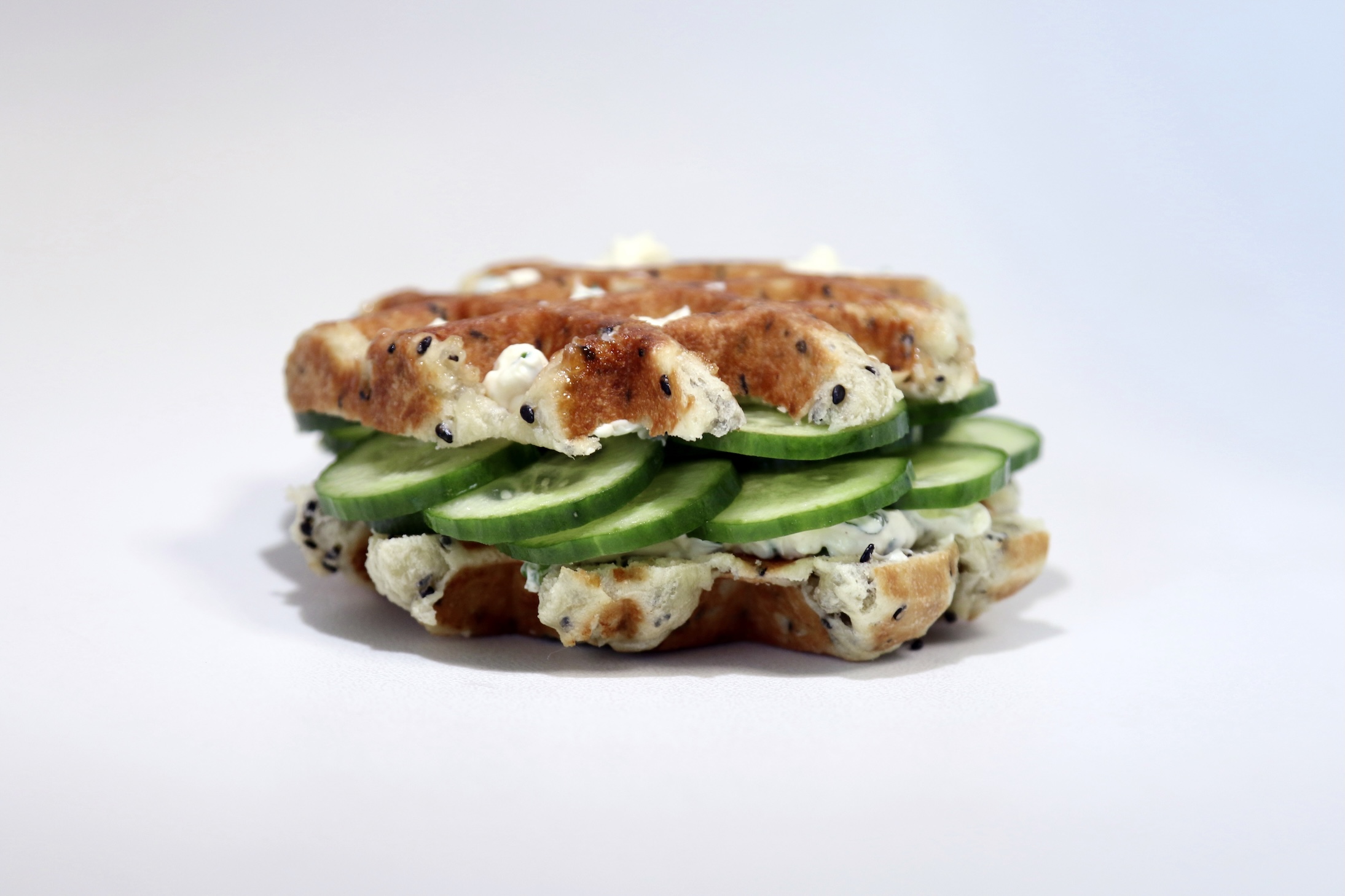 Cream Cheese and Cucumber Waffle Sandwich - Image 3